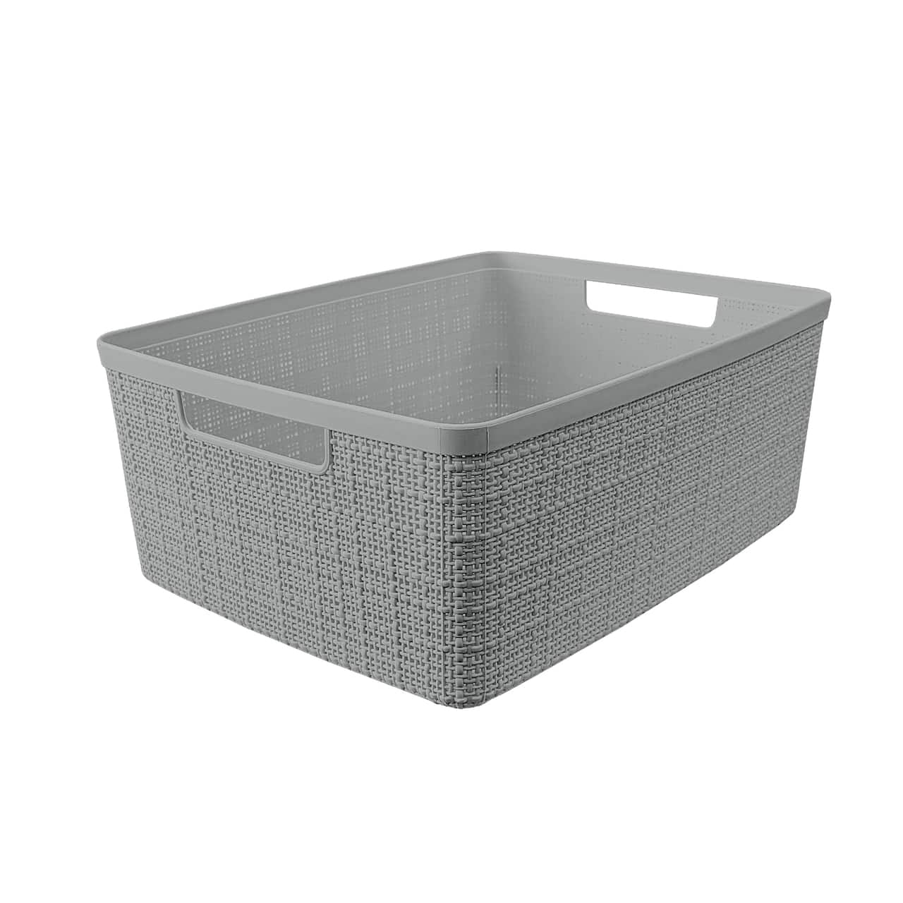 Curver® Jute Grey Plastic Storage Basket Organizer